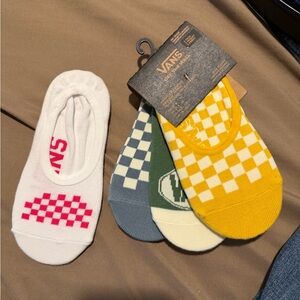 Vans No-Show Socks - White and pink, Yellow, Blue, and Green